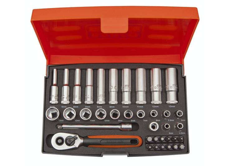 Hylsysarja Bahco 1/4" 37-osainen - Työkalusarjat, hylsysarjat ja räikät - 7314150256570 - 1