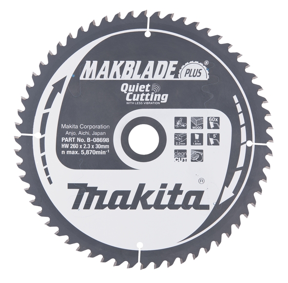 Makita Pyörösahanterä HM 260mm B-08698 - Pyörösahanterät - 88381336680 - 1
