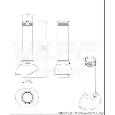 Tuuletusputki VILPE 110/500 eristetty - Huippuimurit ja tarvikkeet - 6417323741611 - 2