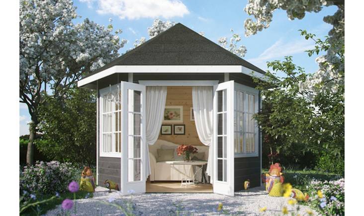 Huvimaja Almelo maalattu harmaa 7,8m² - Aitat ja vierasmajat - 4018211034741 - 1