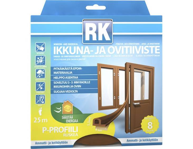 Ikkuna- ja ovitiiviste RK P-profiili 25m - Ikkunatiivisteet - 6418091347241 - 2