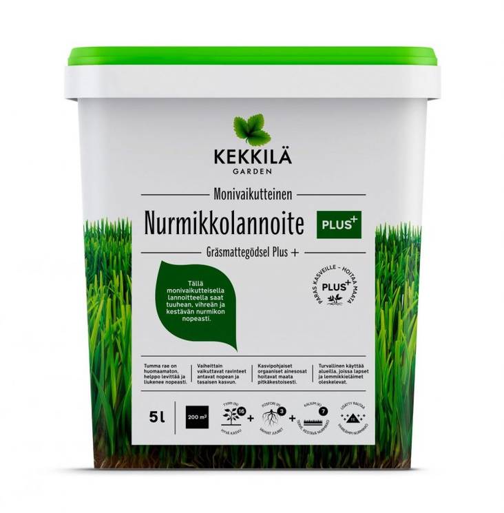 Kekkilä Nurmikkolannoite Plus+ 5 L - Puutarhalannoitteet - 6433000623711 - 1