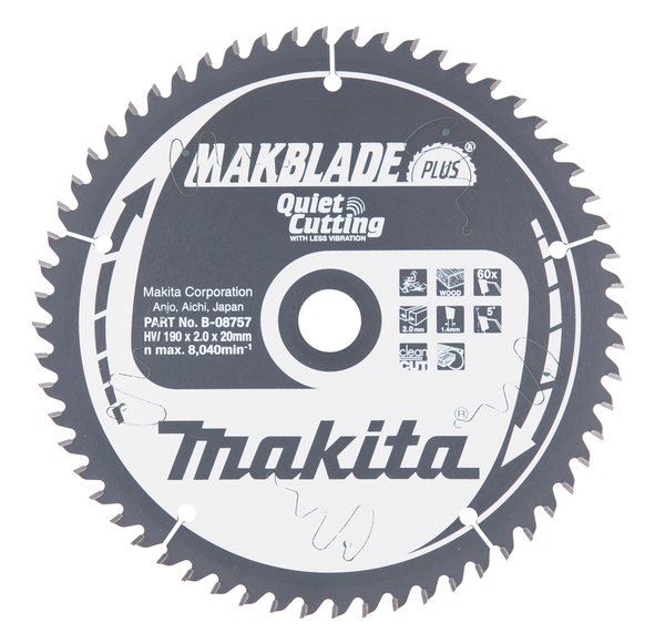 Makita Pyörösahanterä HM 190mm B-08757 - Pyörösahanterät - 88381336741 - 1