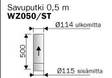 Savuputki suora 500mm Harvia - Savupiiput ja hormit - 6417659015882 - 2