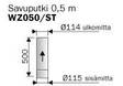 Savuputki suora 500mm Harvia - Savupiiput ja hormit - 6417659015882 - 1