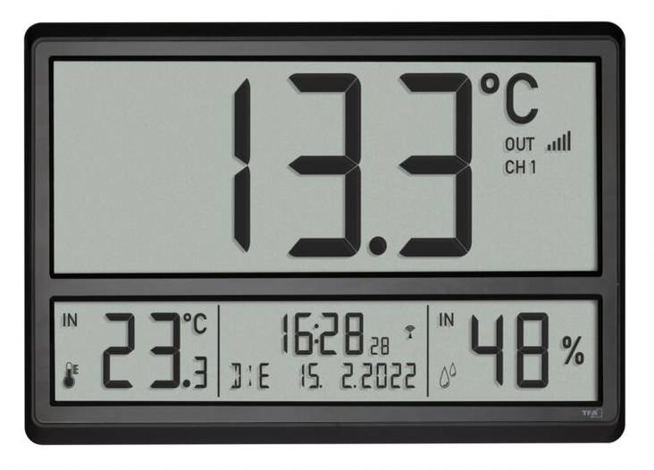 7650 Lämpömittari ja kello isolla näytöl - Lämpömittarit - 6411570076502 - 1