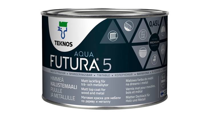 Futura Aqua 5 Kalustemaali 0,45l - Kalustemaalit, ikkunamaalit ja ovimaalit - 6414621174042 - 1