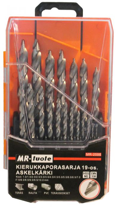 Kierukkaporasarja 19-os. HSS M2, DIN 338 - Poranteräsarjat - 6430074694142 - 1