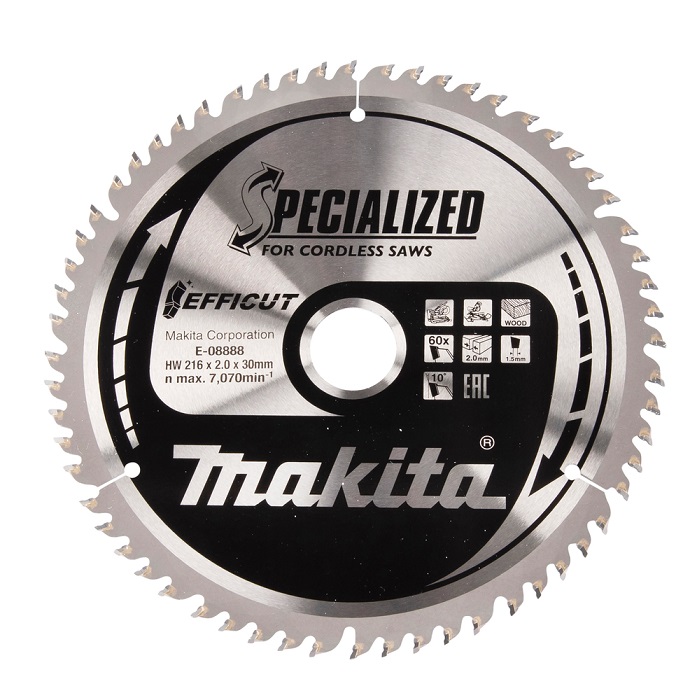 Makita Pyörösahanterä 216x30x2,0mm puulle E-08888 - Pyörösahanterät - 088381577182 - 1