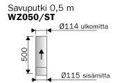 Savuputki suora 500mm Harvia - Savupiiput ja hormit - 6417659015882 - 1