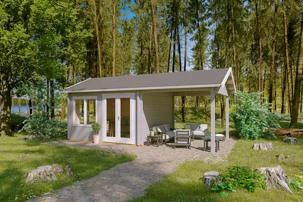 Pihatalo ja katos Vikersund 15,2 m2 + 11,4 m2 - Aitat ja vierasmajat - 4018211761883 - 1