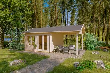 Pihatalo ja katos Vikersund 15,2 m2 + 11,4 m2 - Aitat ja vierasmajat - 4018211761883 - 2