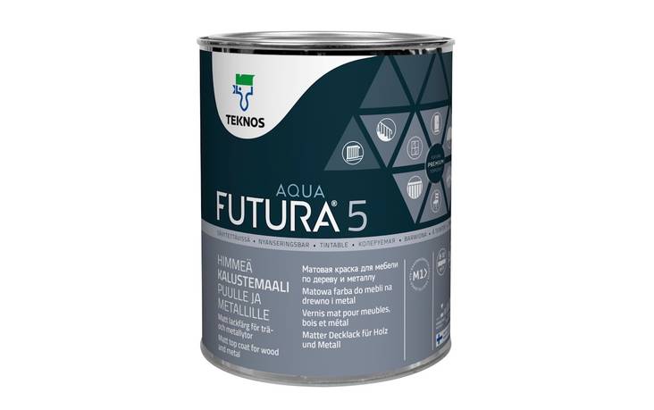 Futura Aqua 5 Kalustemaali 0,9l - Kalustemaalit, ikkunamaalit ja ovimaalit - 6414621174073 - 1