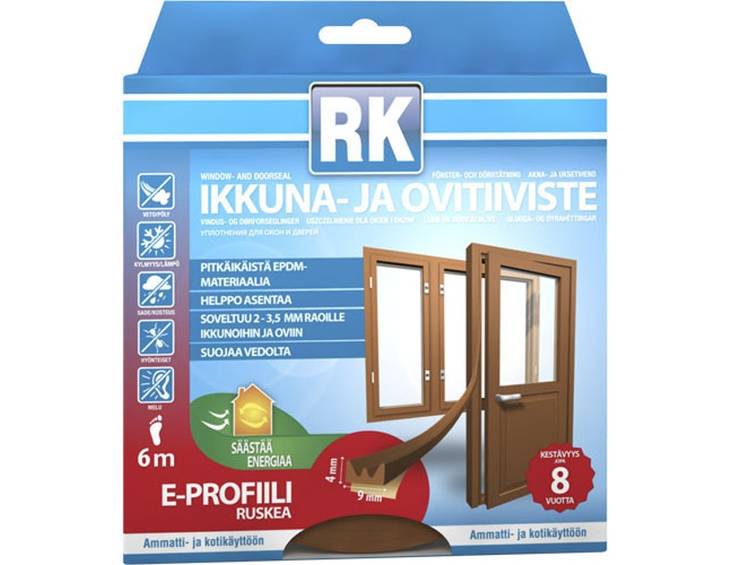 Ikkuna- ja ovitiiviste RK E-profiili 6m - Ikkunatiivisteet - 6418091347203 - 1
