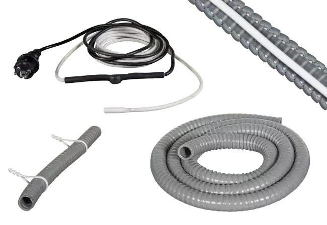 Tyhjennysletku 19mm + lämmityskaapeli 3m - Asennustelineet ja sulatus - 07350157933014 - 1