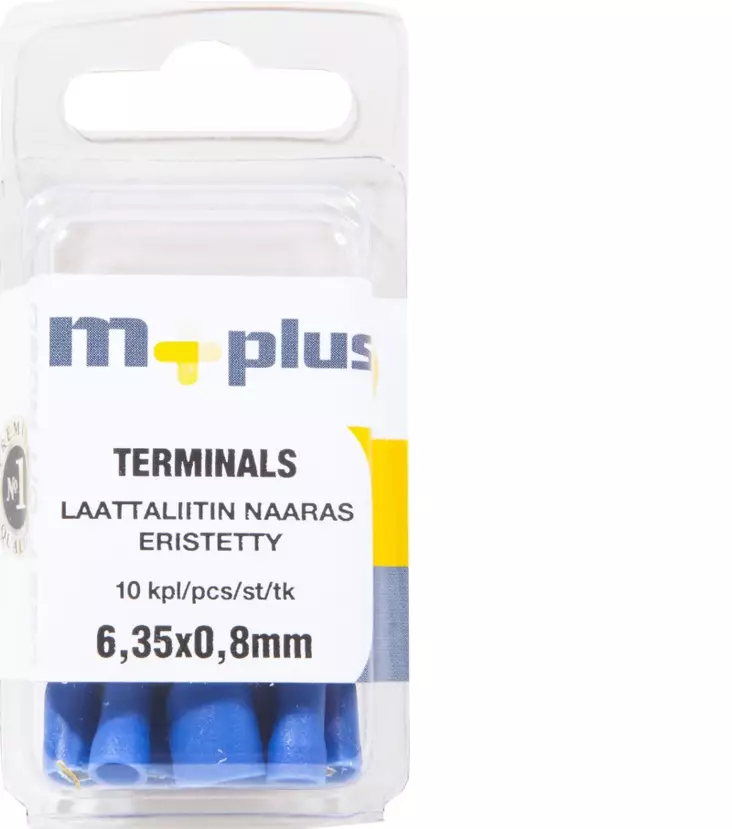 M+ eristetty laattaliitin 6,35x0,8mm - Autosähkötarvikkeet - 6417196697183 - 1