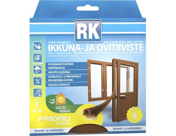 Ikkuna- ja ovitiiviste RK P-profiili 6m - Ikkunatiivisteet - 6418091347234 - 2