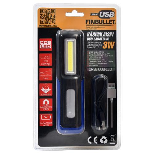 Ladattava LED-Käsivalaisin 3W 150lm - Ladattavat käsivalaisimet - 6438152098134 - 1