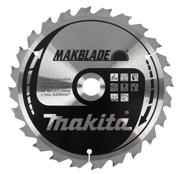 Makita Pyörösahanterä HM 190mm - Pyörösahanterät - 88381336994 - 1