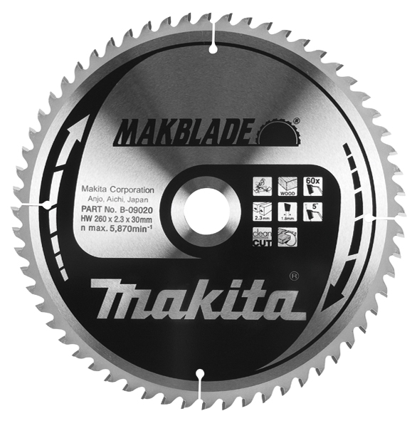 Makita Pyörösahanterä HM 260mm - Pyörösahanterät - 088381421614 - 1