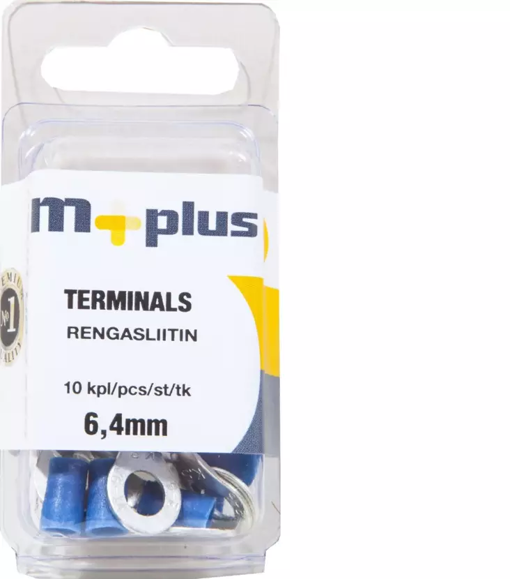 M+ rengasliitin sininen 6,4 mm, 10 kpl - Autosähkötarvikkeet - 6417196697374 - 1