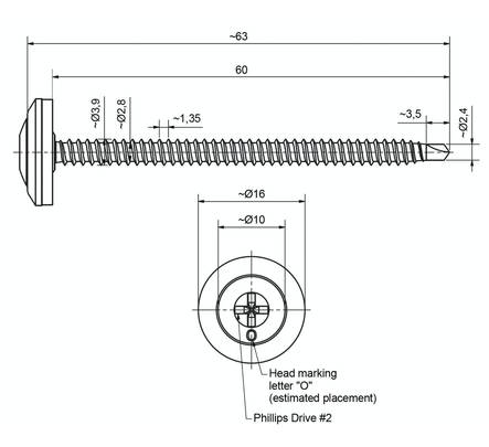 Ruuvi Onduline 3,9x60 mm musta 100 kpl - Bitumikatteet - 3467670015715 - 2