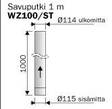 Savuputki suora 1000mm Harvia - Savupiiput ja hormit - 6417659015905 - 1