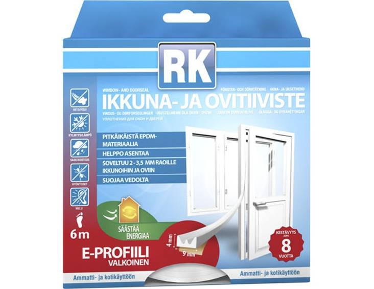 Ikkuna- ja ovitiiviste RK E-profiili 6m - Ikkunatiivisteet - 6418091347005 - 2
