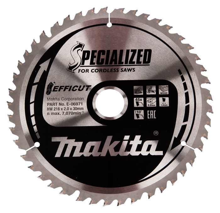 Makita Pyörösahanterä 216x30x2,0mm puulle E-06971 - Pyörösahanterät - 088381570725 - 1