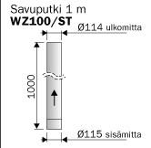 Savuputki suora 1000mm Harvia - Savupiiput ja hormit - 6417659015905 - 1