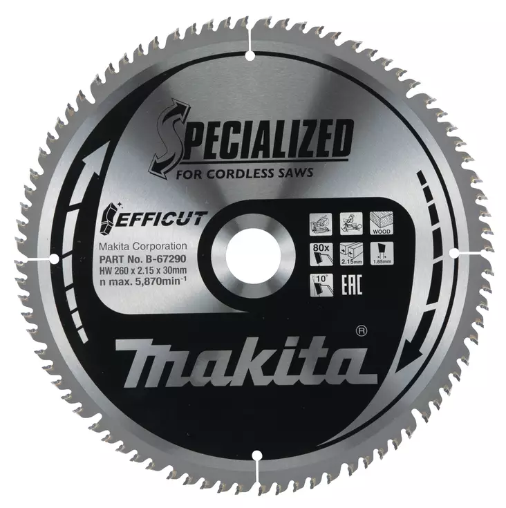MAKITA Pyörösahanterä HM 260 mm, Z-80 - Pyörösahanterät - 088381541015 - 1