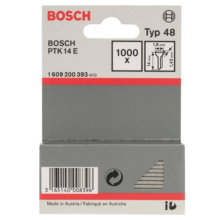 Bosch Naulat tyyppi 48 1,8 x 1,45 x 14mm - Viimeistelynaulat - 3165140008396 - 2