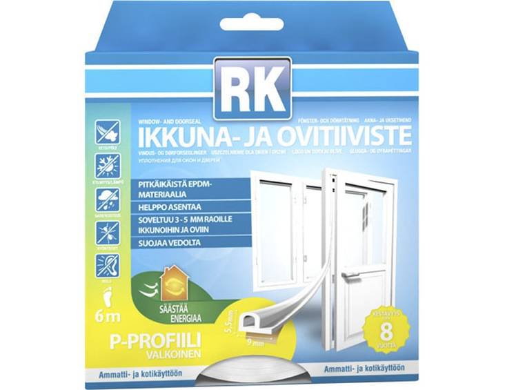 Ikkuna- ja ovitiiviste RK P-profiili 6m - Ikkunatiivisteet - 6418091347036 - 2