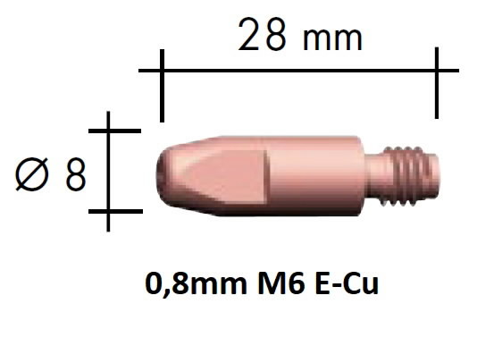 Kosketussuutin E-Cu M6x28x8 – 0,8 mm - Hitsauskoneet - 4036584050786 - 1