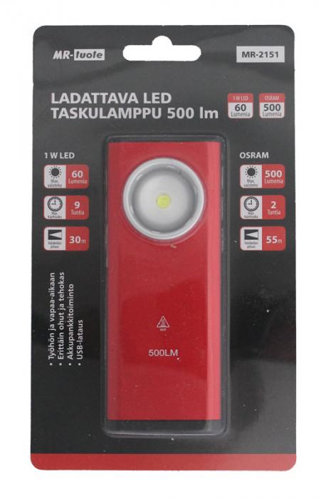 Ladattava LED-Taskulamppu 500lm - Ladattavat käsivalaisimet - 6430032159966 - 1