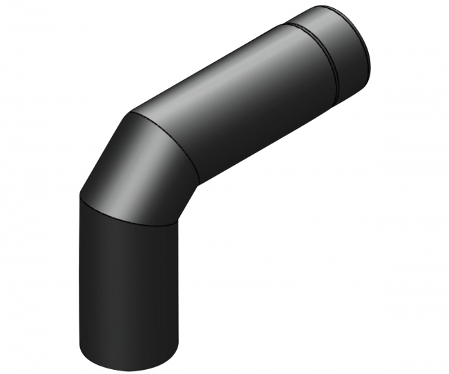 Savuputki Jeremias 120mm 90 astetta pitkä musta - Savupiiput ja hormit - 5900856986006 - 1