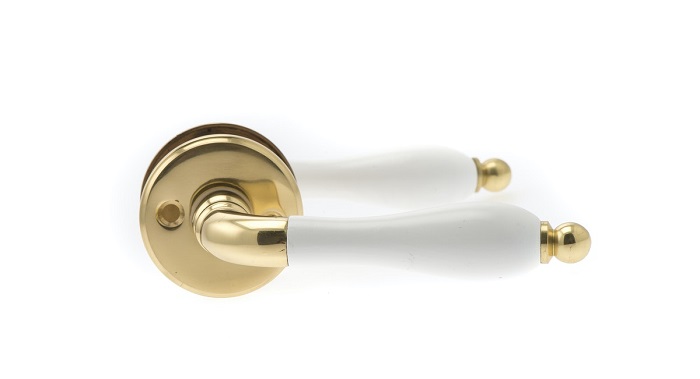 Sisäoven painike Cello messinki/valkoine - Sisäovenpainikkeet - 6410400414316 - 1