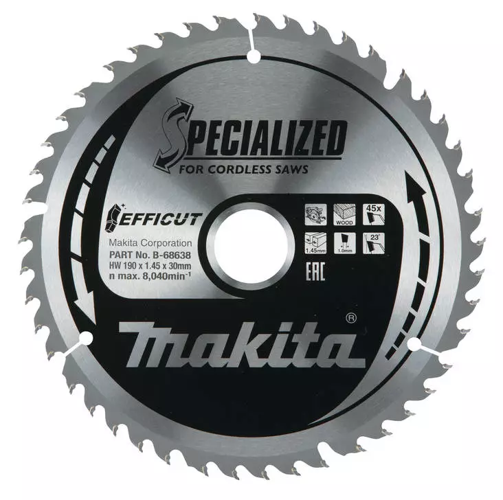 Makita pyörösahanterä HM 190mm Z-45 - Pyörösahanterät - 088381546966 - 1