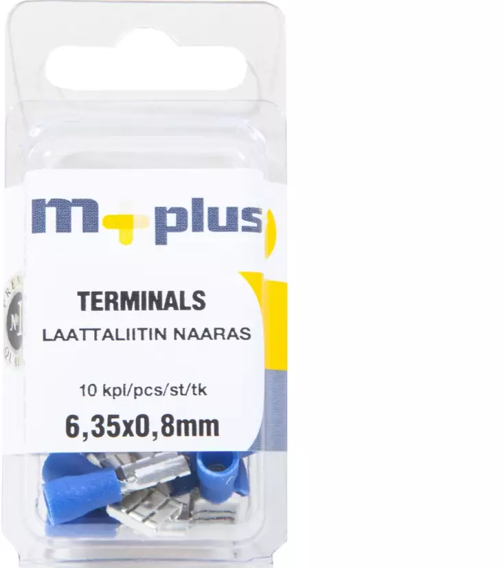 M+ laattaliitin 6,35x0,8mm - Autosähkötarvikkeet - 6417196697176 - 1