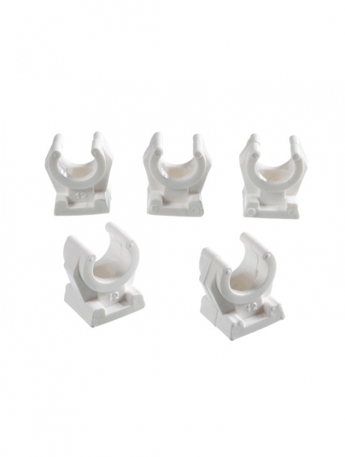 Putkikannake PROF 1-osainen 15mm valkoinen 5kpl - Kannakkeet ja ruuvit - 6405422958467 - 1