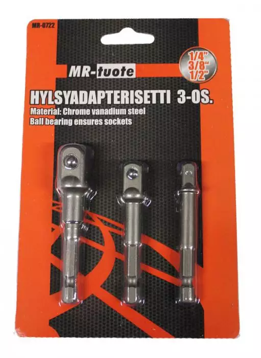 Hylsyadapterisarja 3-os 1/4",3/8",1/2" - Ruuvauskärjet - 6430013067587 - 1