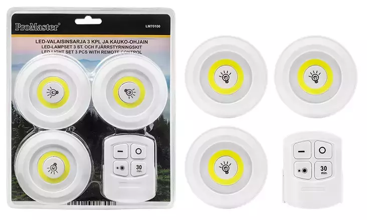 LED valaisinsarja 3+1 -osaa kauko-ohjain - Taskulamput ja otsavalot - 6420286018447 - 1