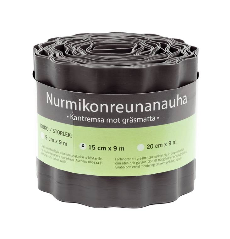 Nurmireunanauha 20cm x 9m musta - Nurmikonreunukset - 6416556106358 - 2