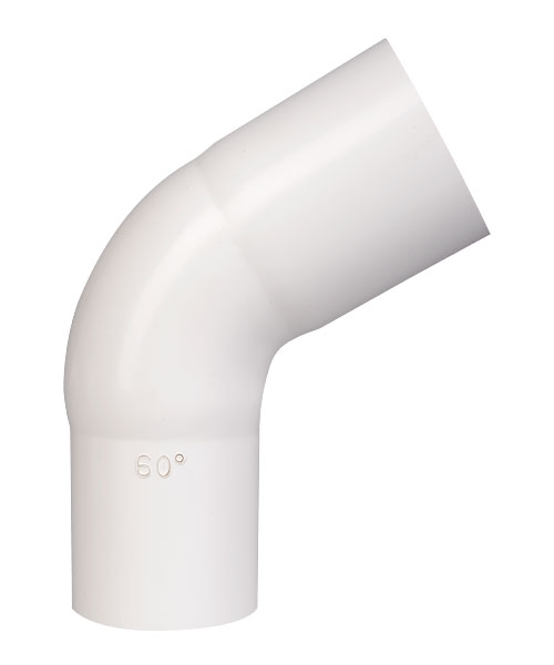 Taivutettu putki Ø 90 mm/60° valkoinen - Sadevesijärjestelmät - 5702752263508 - 1