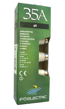 Tulppasulake IFO DIII 35A 500V 5 kpl - Sähköasennustarvikkeet, rasiat ja sulakk - 7312904793357 - 1