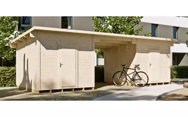 Pihavarasto + katos Cello Linköping 21m² - Ulkovarastot ja vajat - 6438313728238 - 1