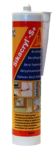 Akryylimassa Sikacryl S+ 300ml valkoinen - Asennusliimat ja tiivistysmassat - 7612894741759 - 1