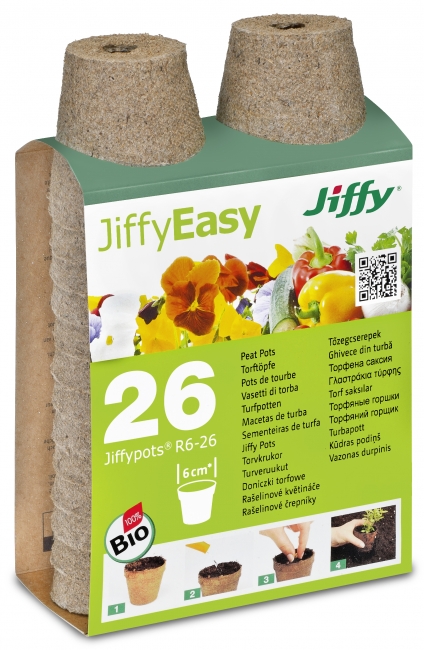 Jiffy Turveruukku 26kpl 6 cm pyöreä - Esikasvatus- ja taimikasvatustarvikkeet - 8718734420019 - 1