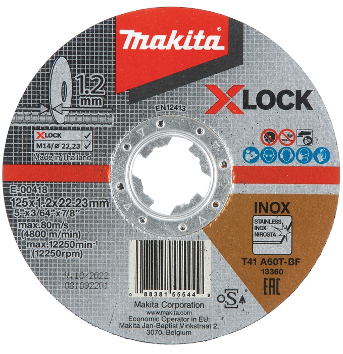 Makita Katkaisulaikka X-Lock 125x1,2 mm E-00418 - Katkaisulaikat ja hiomalaikat - 088381555449 - 1