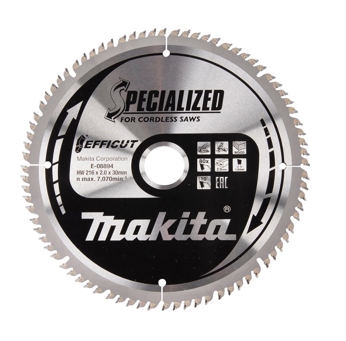 Makita Pyörösahanterä 216x30x2,0mm puulle E-08894 - Pyörösahanterät - 088381577199 - 1